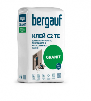 Клей для керамогранита, природного и искусственного камня Bergauf Granit С2 ТЕ 25кг 