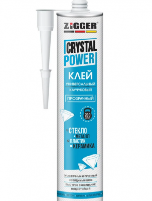 Клей "ZIGGER" CRYSTAL POWER, каучуковый универсальный, ПРОЗРАЧН 320 г
