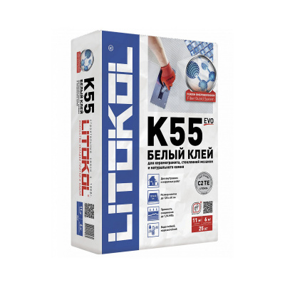 Клей для плитки Litokol Litoplus К55 25 кг белый