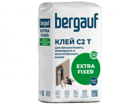 Клей для керамогранита, природного и искусственного камня Bergauf Extra Fixer С2 25кг