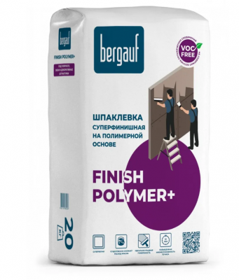 Шпатлевка полимерная Bergauf Finish Polymer+ финишная супербелая 20 кг (64 шт/поддон)