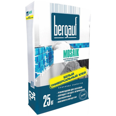 Клей для плитки и мозайки Bergauf Mosaik 25 кг белый С2ТЕ